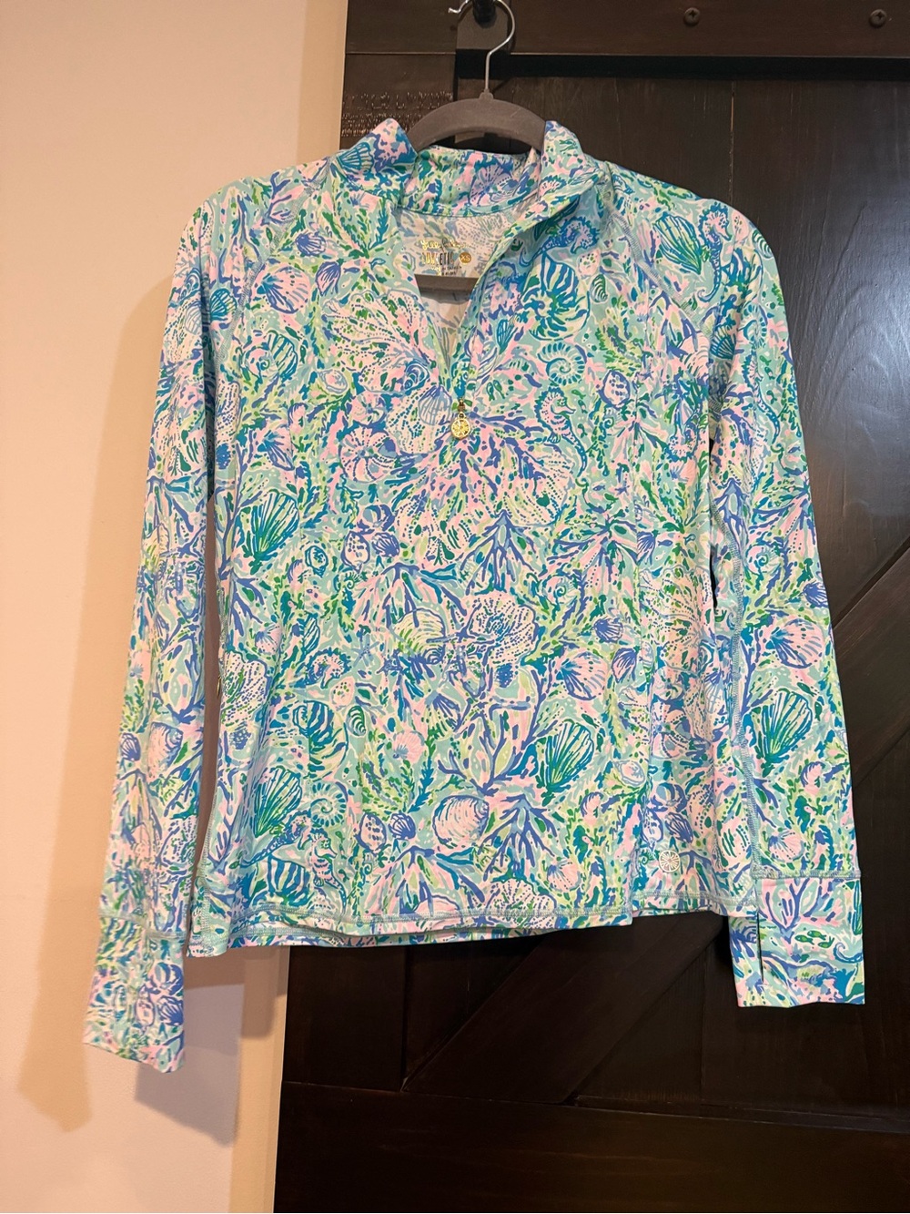 Lilly Pulitzer Long-Sleeve Printed Popover - Blue, Green, Pink
